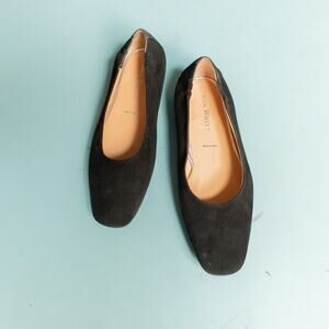 Ron White Jojo Black Italian Genuine Leather Suede Almond Toe Heel Flat Size 38